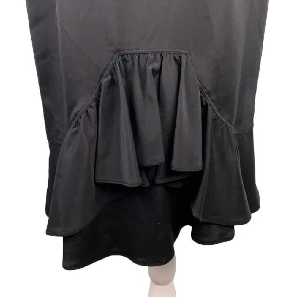 Eccoci Black Silk Sleeveless Sheath Dress 6 Black Lined Zip Scoop Neck Midi - Picture 4 of 7